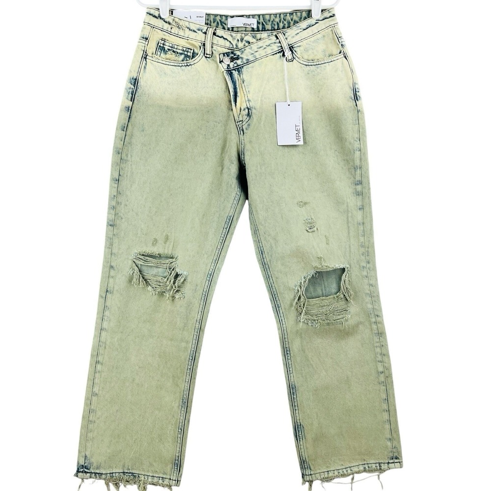 VERVET Women's Beverley Acid-Wash Ombre Jeans Sz 29 Super High-rise Straight NWT